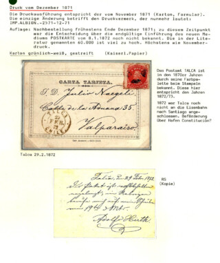 Maier Jörg / Chile - Die Postkartenprovisorien 1871/72