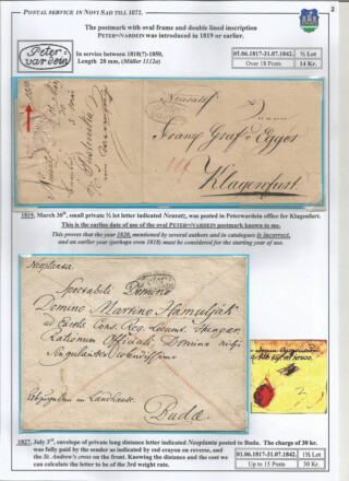 Tangl Ivan / Postal service in Novi Sad till 1871