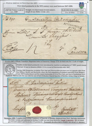 Tangl Ivan / Postal service in Novi Sad till 1871