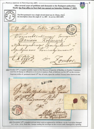 Tangl Ivan / Postal service in Novi Sad till 1871