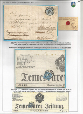 Tangl Ivan / Postal service in Novi Sad till 1871