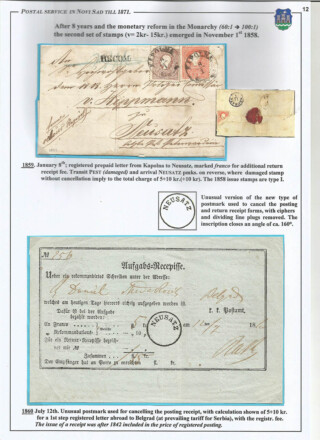 Tangl Ivan / Postal service in Novi Sad till 1871