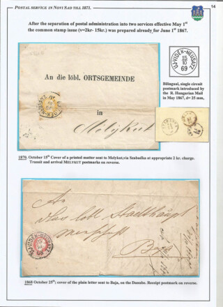 Tangl Ivan / Postal service in Novi Sad till 1871